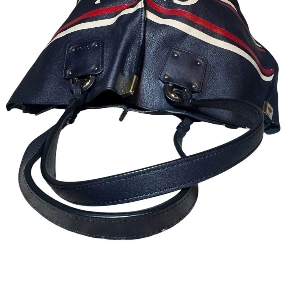 Chloé Navy Blue Leather Red White Striped Vick Tote Bag Auth With Zip Pouch - Picture 7 of 16